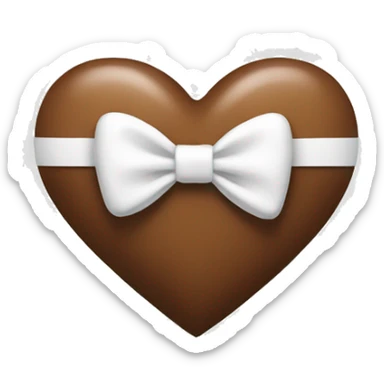 Brown heart with white bow  sticker