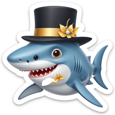 cute shark with a fancy top hat sticker