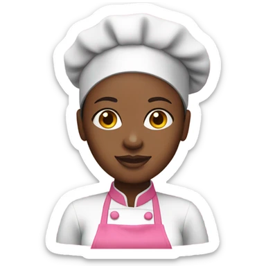 female Nigerian chef with hairnet and pink apron sticker