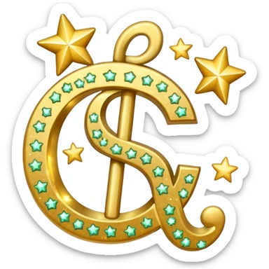 money sign with stars and hearts and sparkles sticker