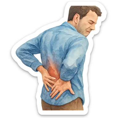 watercolor style man with backache sticker