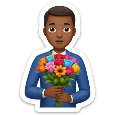 Black Male hand give a bogue of flowers sticker