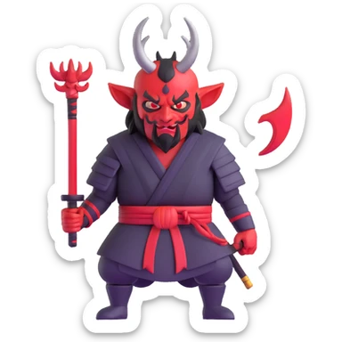 Devil samurai with prominent red horns sticker