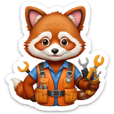 cute engineer red panda sticker