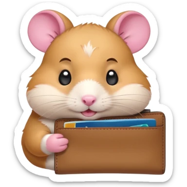 cartoon-style hamster melancholy expression opening his wallet to showcase nothing sticker