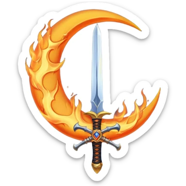 sword fire moon sticker