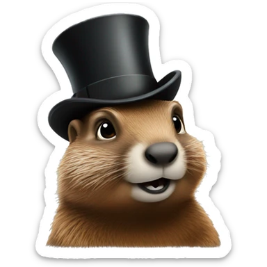 Groundhog wearing top hat  sticker