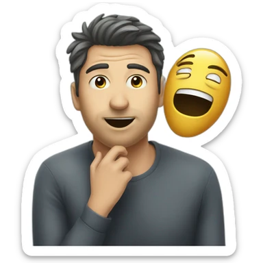 sad man taking off the mask of a cheerful man sticker