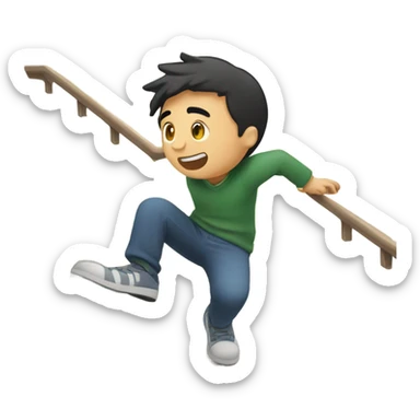 Asian guy falling down steps sticker