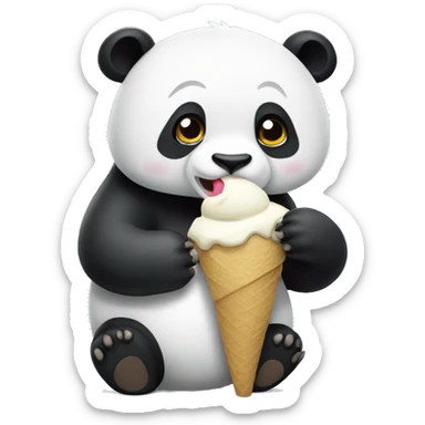 Panda eating ice cream sticker