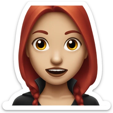 vampire girl with red hair and fangs sticker