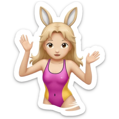 Usagi swimming in the pool sticker