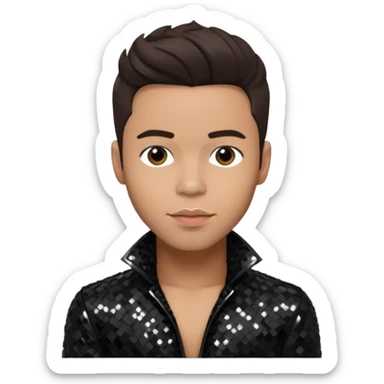 Prince Royce with dark brown hair, black sequin outfit sticker