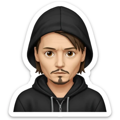 johnyy depp with black hoodie sticker