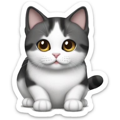 whopper eating white/black/gray munchkin cat sticker