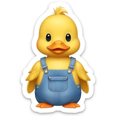 Yellow Duck wearing overalls  sticker
