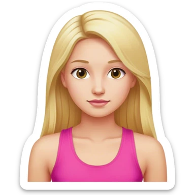 a woman in a bright pink tank top, and long blonde hair  sticker