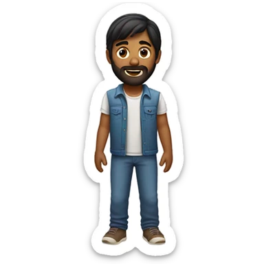 indian  boy with beard and a mullet cut sticker