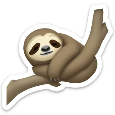 Sloth sleeping on tree branch with pillow sticker