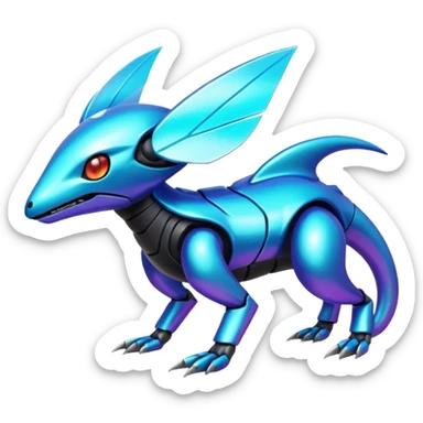  exotic tropical iridescent cyber-Protogen-Fakémon-Pokémon-Vernid-creature sticker