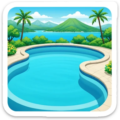piscina con paisaje sticker