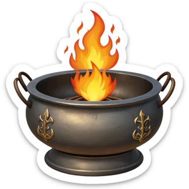 can you make a really medieval looking spiritual metal fire basin with a fire coming out of the top sticker