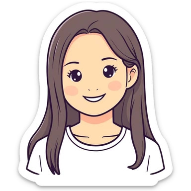 smiling girl with long hair sticker