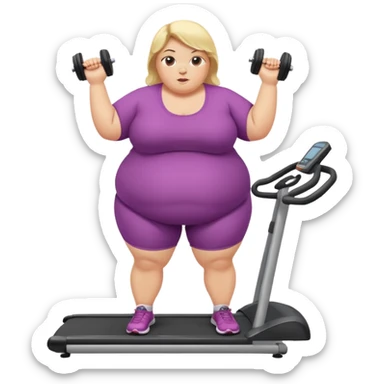 Obese blonde working out  sticker