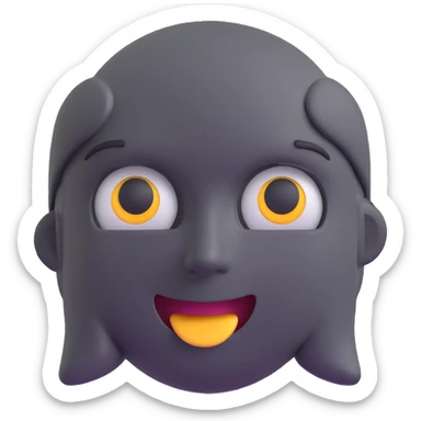 face with open mouth, darkened grey outline above the eye, no red freckles below the eyes, keep all other colors the same, 3D emoji style sticker
