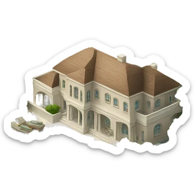 luxurious mansion with bushes and pool sticker