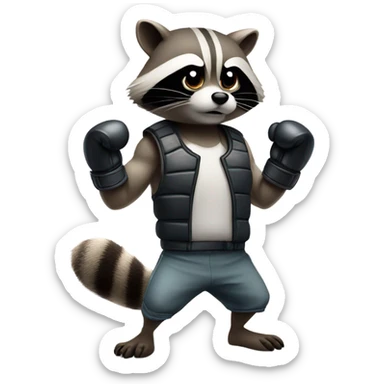 Racoon boxing sticker
