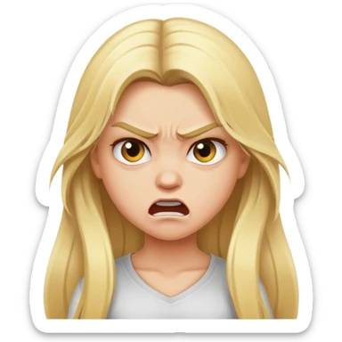 angry blonde girl with long hair sticker