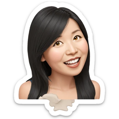 smiling girl with long hair sticker