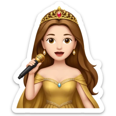 woman opera singer singing with long brown hair and golden dress sticker