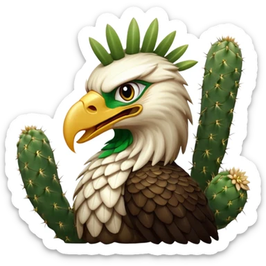 Royal eagle eating a snake on a cactus  sticker
