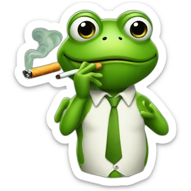 Frog smoking cigarettes sticker