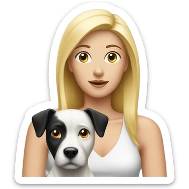 Blond woman near a white and black dog  sticker