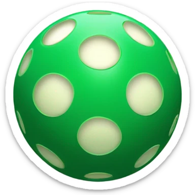 A ball that is green and has round, evenly spaced holes sticker
