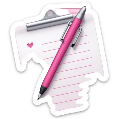 crée moi une feuille genre une liste avec un stylo de couleur dégradé rose foncé sticker