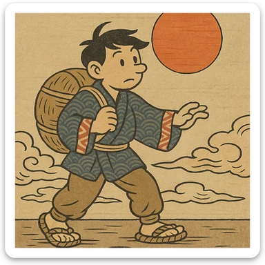 ukiyo-e style sun sticker