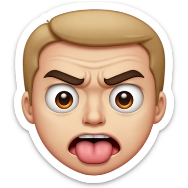 tongue out eyes rolling back angry frown sticker