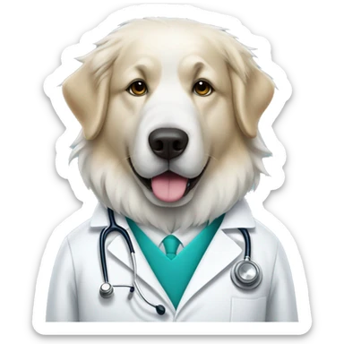 Great Pyrenees dressed as a doctor sticker