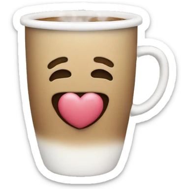 A steaming coffee cup with small hearts rising from it instead of regular steam sticker