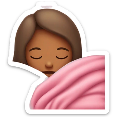 Girl sleeping in a pink blanket  sticker