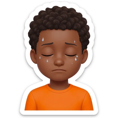 black boy curly hair orange shirt nauseous feel7ng sick sticker