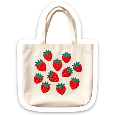 Canvas tote bag with embroidered strawberries  sticker
