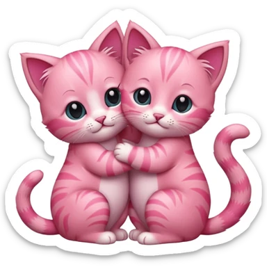 two hugging pink kittens sticker