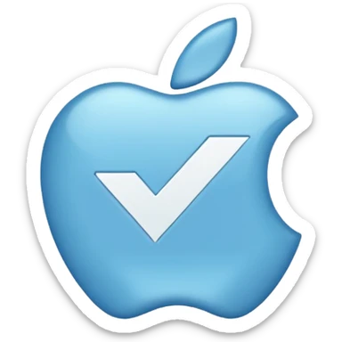 light blue check mark emoji in Apple iPhone style sticker