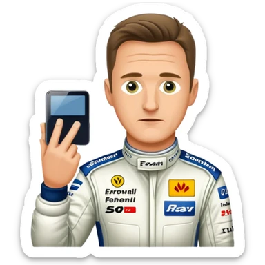 Make an emoji where Ralf Schumacher try to buy my car sticker