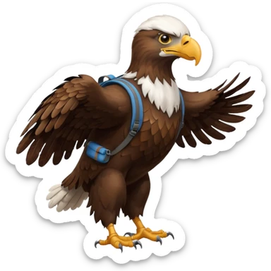 a eagle walking with a backpack
 sticker